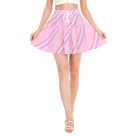 Kawaii Sparkle Cake Rainbow Beam Ruffled Mini Skirt